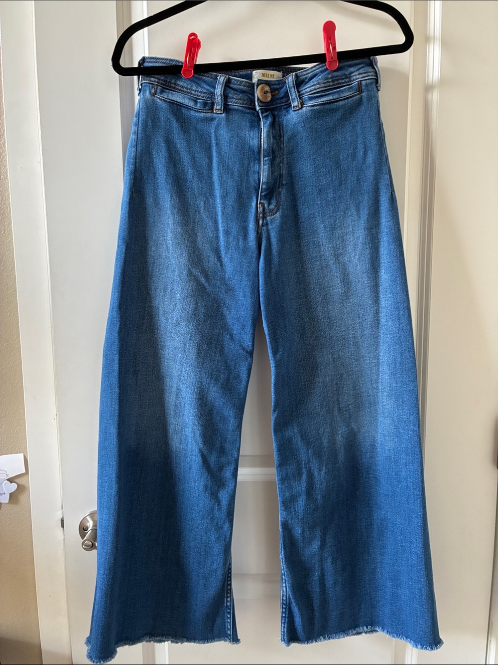 Anthropologie Maeve high waist wide leg raw hem jeans (28)